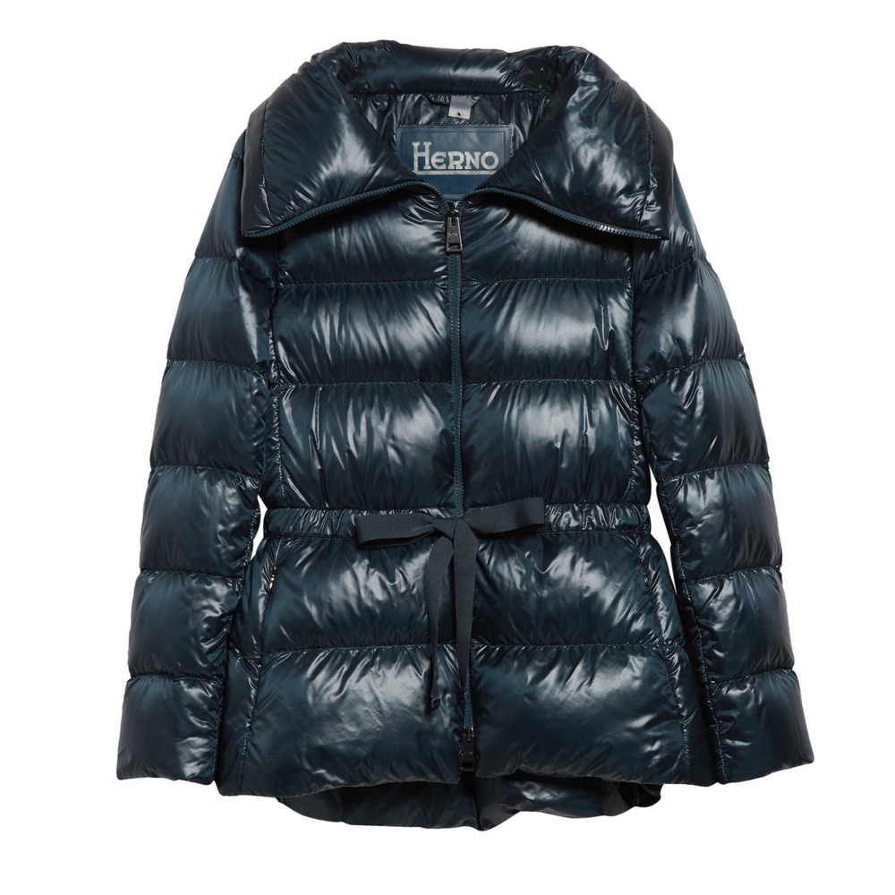 NEW Herno Shiny Puffer Coat in Jade Green $695 - Women's Size IT 46 / US 10